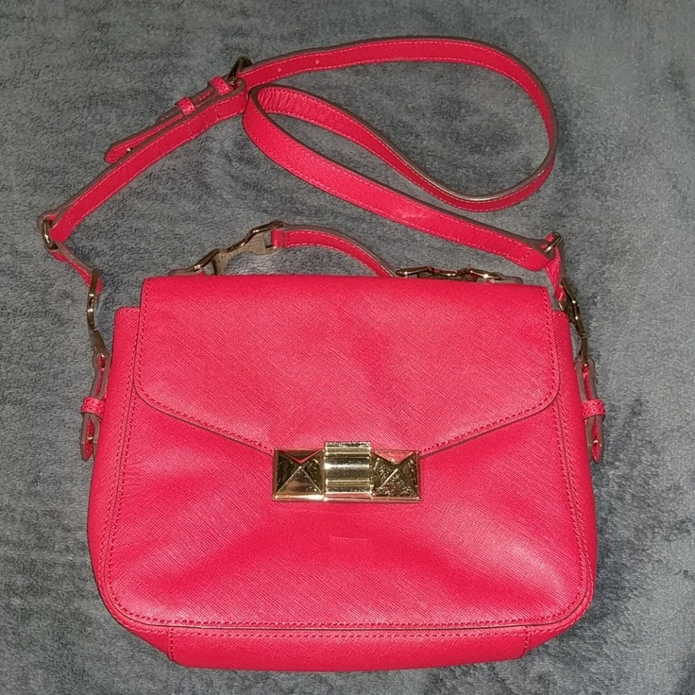 Ann Taylor Red leather messenger bag